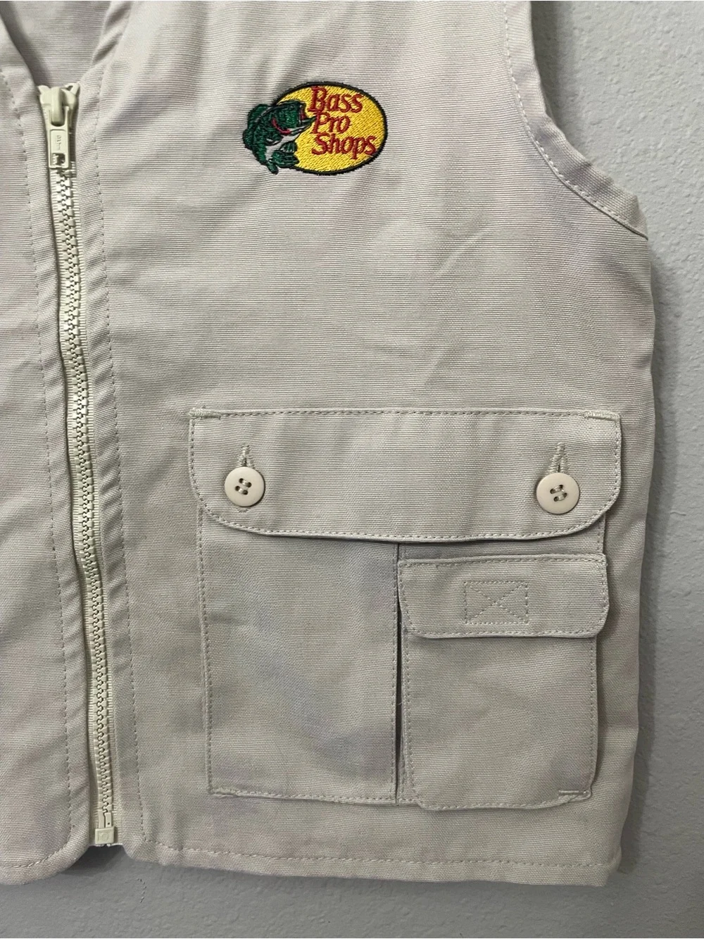 Bass Pro Shops Kids Vintage Khaki Utility Fishing Vest  SZ 7 Unisex EUC